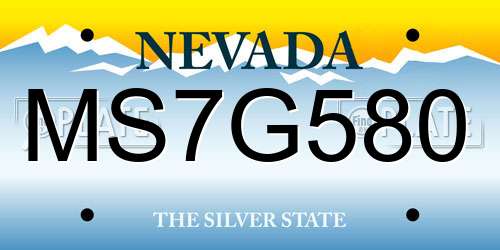 MS7G580 Nevada License Plate