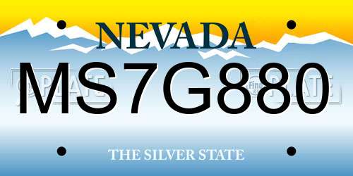 MS7G880 Nevada License Plate