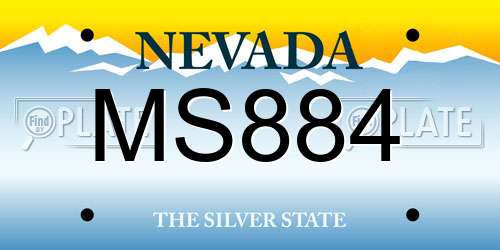 MS884 Nevada License Plate
