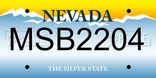 MSB2204 Nevada License Plate