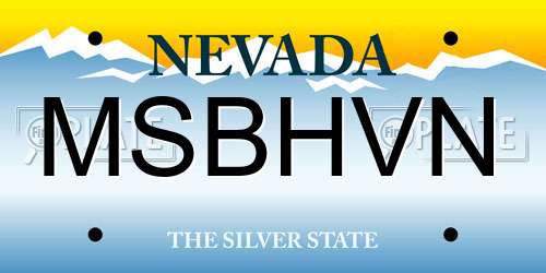 MSBHVN Nevada License Plate