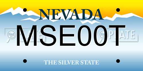 MSE00T Nevada License Plate