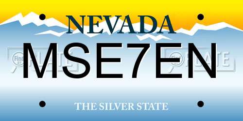 MSE7EN Nevada License Plate
