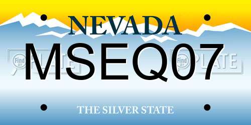 MSEQ07 Nevada License Plate