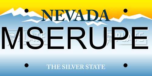MSERUPE Nevada License Plate