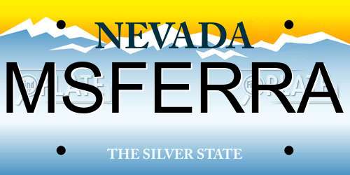 MSFERRA Nevada License Plate