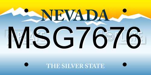 MSG7676 Nevada License Plate
