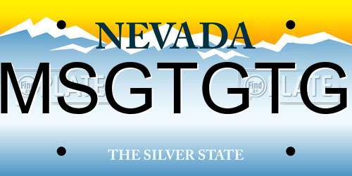 MSGTGTG Nevada License Plate
