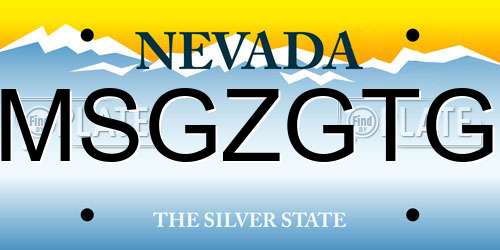 MSGZGTG Nevada License Plate