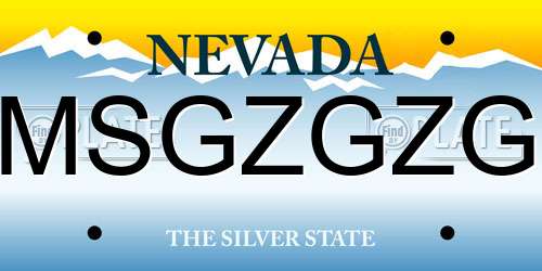 MSGZGZG Nevada License Plate