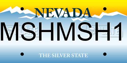MSHMSH1 Nevada License Plate