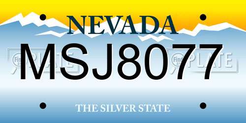 MSJ8077 Nevada License Plate