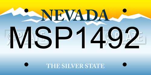 MSP1492 Nevada License Plate