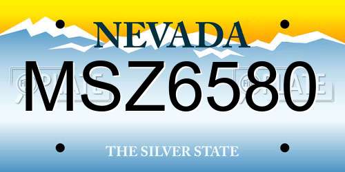 MSZ6580 Nevada License Plate