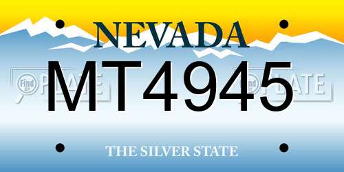 MT4945 Nevada License Plate
