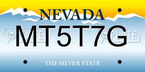 MT5T7G Nevada License Plate