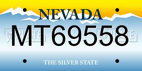 MT69558 Nevada License Plate