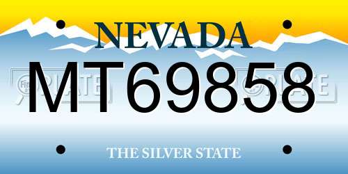 MT69858 Nevada License Plate
