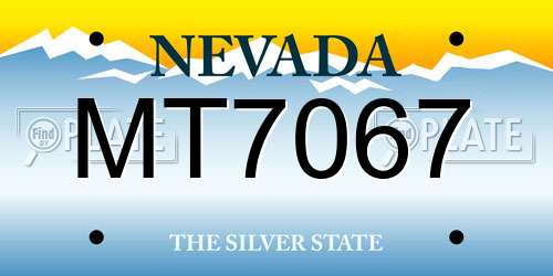 MT7067 Nevada License Plate