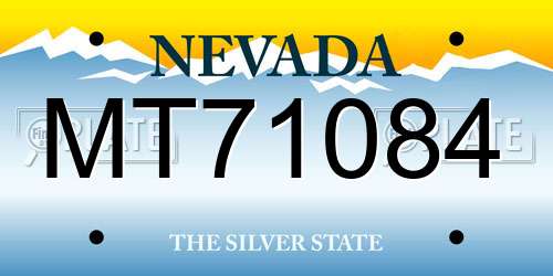 MT71084 Nevada License Plate
