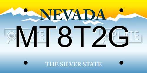 MT8T2G Nevada License Plate