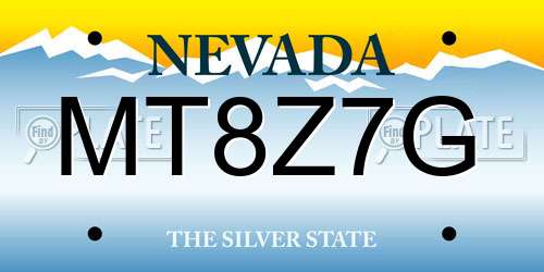 MT8Z7G Nevada License Plate