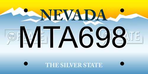 MTA698 Nevada License Plate
