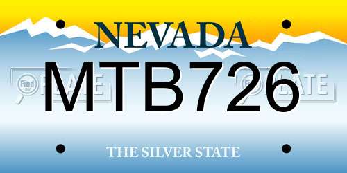MTB726 Nevada License Plate
