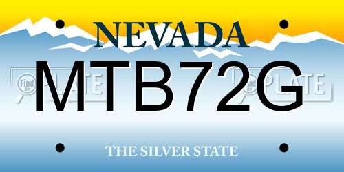 MTB72G Nevada License Plate