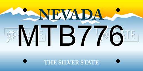 MTB776 Nevada License Plate