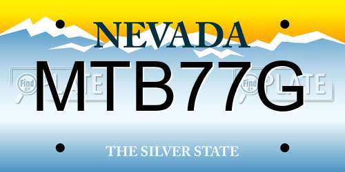 MTB77G Nevada License Plate