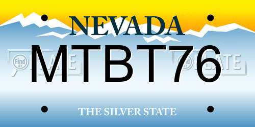 MTBT76 Nevada License Plate