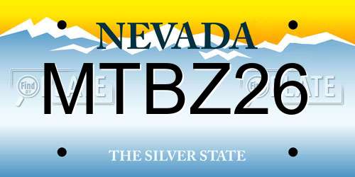 MTBZ26 Nevada License Plate