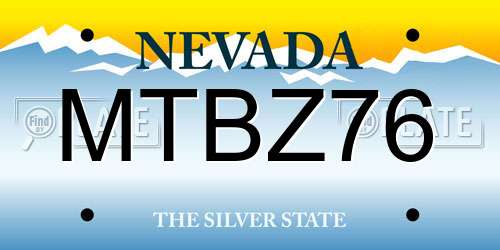 MTBZ76 Nevada License Plate