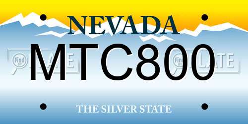 MTC800 Nevada License Plate