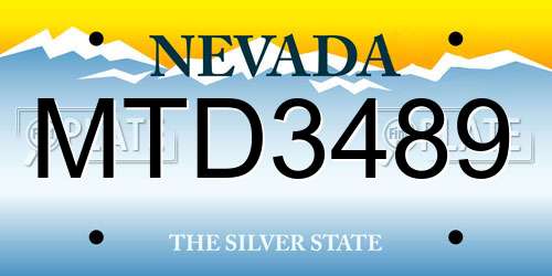 MTD3489 Nevada License Plate