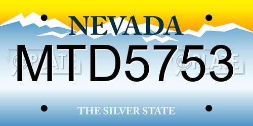 MTD5753 Nevada License Plate