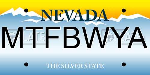 MTFBWYA Nevada License Plate