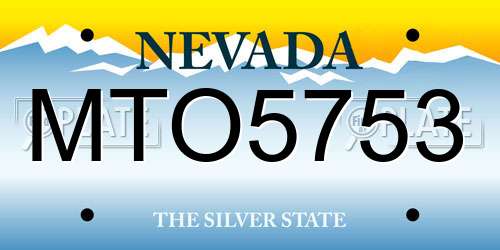 MTO5753 Nevada License Plate