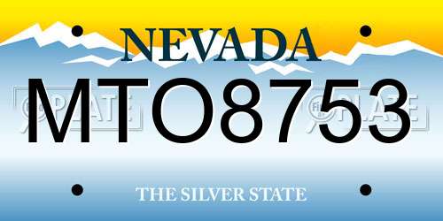 MTO8753 Nevada License Plate