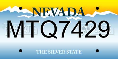 MTQ7429 Nevada License Plate