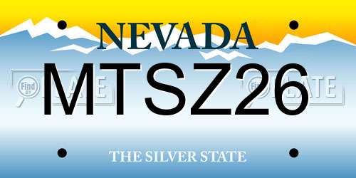 MTSZ26 Nevada License Plate