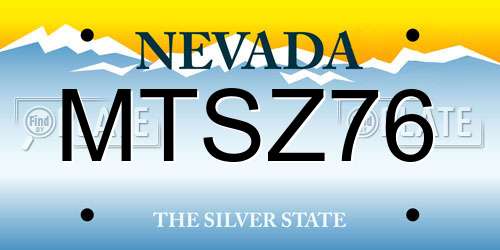 MTSZ76 Nevada License Plate