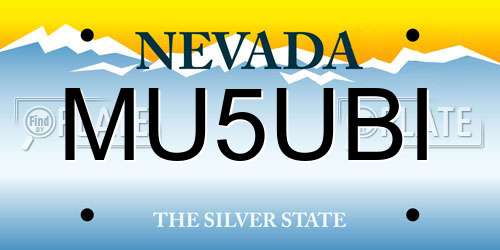 MU5UBI Nevada License Plate