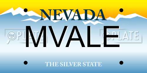 MVALE Nevada License Plate