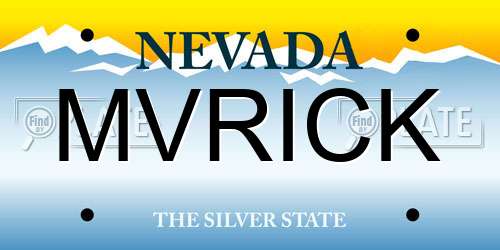 MVRICK Nevada License Plate