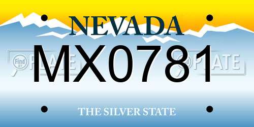 MX0781 Nevada License Plate