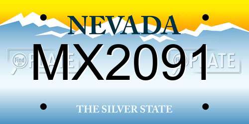 MX2091 Nevada License Plate