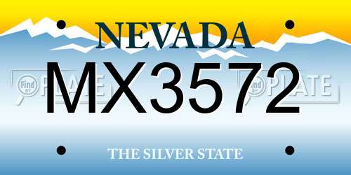 MX3572 Nevada License Plate