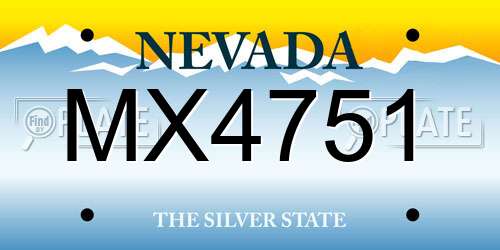 MX4751 Nevada License Plate
